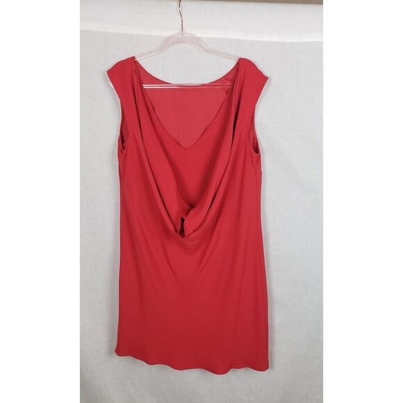 Trina Turk Horizon Dress 14 Red Draped Cowl Neck Classy Holiday Party Christmas - Picture 1 of 6